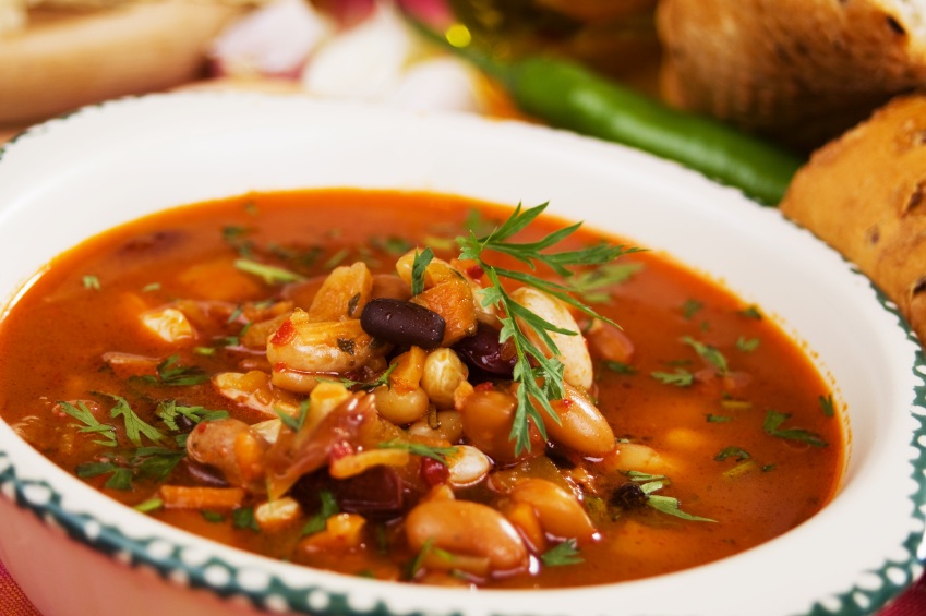 Traditional homemade thick kidney bean soup served as main dish